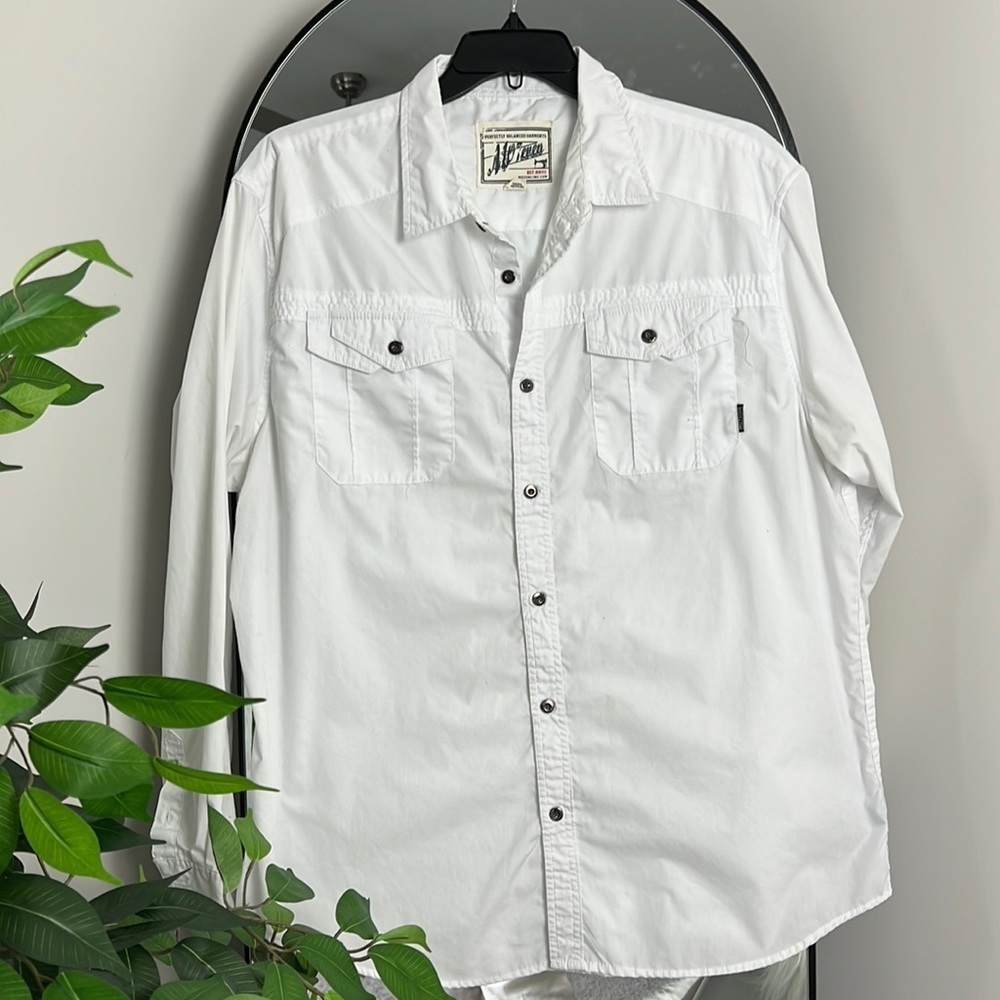 Mens White button down casual dress shirt size 2XL